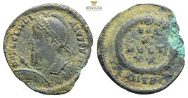 Roman Imperial
Julian II AD 360-363. Sirmium
Follis Æ
D N FL CL IVLIAN[VS] P F AVG, helmeted, pearl-diademed, draped and cuirassed bust left, holding ...