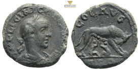 Troas, Alexandria AE Gallienus (253-268)
Obv. legend var. of
Obv: IMP LICI GALLIENVS, Laureate, draped, cuirassed bust r.,
Rev: COL AVG TRO, Wolf and ...