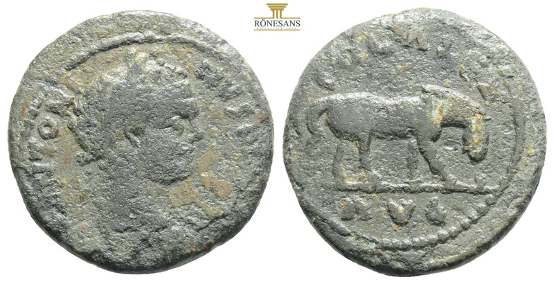 TROAS, Alexandria Troas. Caracalla. AD 198-217. Æ Laureate head right / Grazing ...