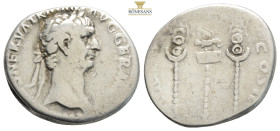 ASIA MINOR. Uncertain. Trajan, 98-117. Cistophorus, 98.
IMP CAES NERVA TRAIAN AVG GERM P M Laureate head of Trajan to right.
Rev. TR POT COS II Aquila...