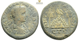 Cappadocia. Caesarea. Severus Alexander AD 222-235. Bronze Æ [...] CEOVHPOC AΛEΞANΔPOC, laureate, draped and cuirassed bust right, countermark / MHTPO...
