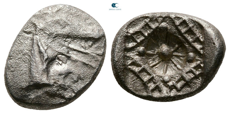 Caria. Kindya circa 510-480 BC. 
Tetrobol AR

13 mm, 1,58 g



Fine