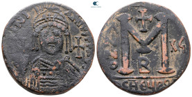 Justinian I AD 527-565. Theoupolis (Antioch). Follis or 40 Nummi Æ