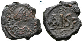 Justinian I AD 527-565. Thessalonica. 16 Nummi Æ