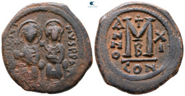 Justin II and Sophia AD 565-578. Constantinople. Follis or 40 Nummi Æ