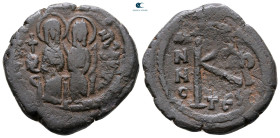 Justin II and Sophia AD 565-578. Thessalonica. Half Follis or 20 Nummi Æ