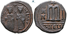 Phocas, with Leontia AD 602-610. Theoupolis (Antioch). Follis or 40 Nummi Æ