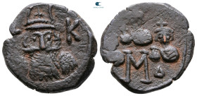 Constans II, with Constantine IV, Heraclius, and Tiberius AD 641-668. Constantinople. Follis or 40 Nummi Æ