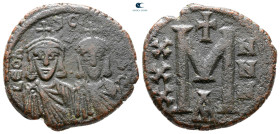 Leo V the Armenian, with Constantine AD 813-820. Constantinople. Follis or 40 Nummi Æ