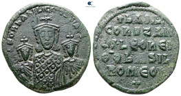 Basil I, with Leo VI and Constantine VII AD 867-886. Constantinople. Follis Æ