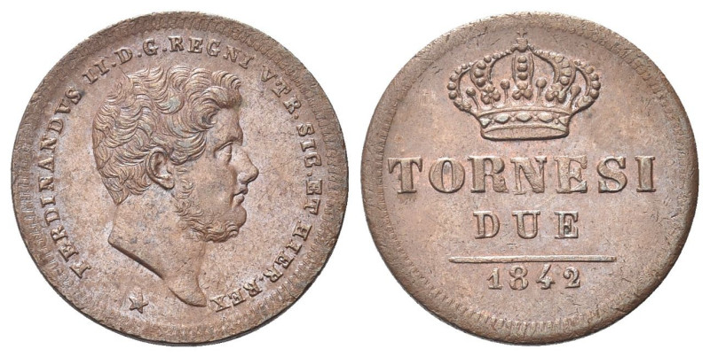 NAPOLI
Ferdinando II di Borbone, 1830-1859.
2 Tornesi 1842.
Dr. Testa giovani...