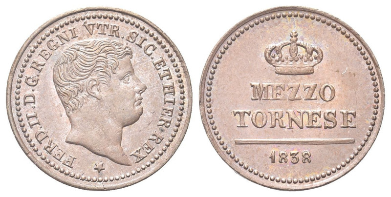 NAPOLI
Ferdinando II di Borbone, 1830-1859.
Mezzo Tornese 1838.
Dr. Testa gio...