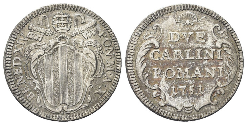ROMA
Benedetto XIV (Prospero Lorenzo Lambertini), 1740-1758.
Due Carlini 1751 ...
