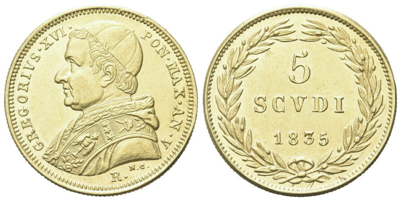 ROMA
Gregorio XVI (Bartolomeo Alberto Cappellari), 1831-1846.
5 Scudi 1835 a. ...