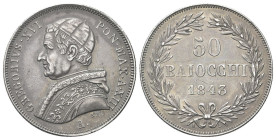 ROMA
Gregorio XVI (Bartolomeo Alberto Cappellari), 1831-1846.
50 Baiocchi 1843 a. XIII. 
Dr. GREGORIVS XVI - PON MAX A XIII. Busto a s. con zucchet...