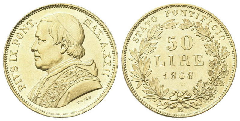 ROMA
Pio IX (Giovanni Maria Mastai Ferretti), 1846-1878.
50 Lire 1868 a. XXII....