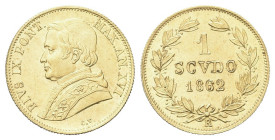 ROMA
Pio IX (Giovanni Maria Mastai Ferretti), 1846-1878.
Scudo 1862 a. XVI.
Dr. Busto a s., con zucchetto mozzetta e stola.
Rv. Valore entro coron...