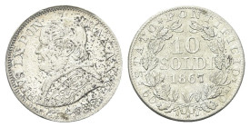 ROMA
Pio IX (Giovanni Maria Mastai Ferretti), 1846-1878.
10 Soldi 1867 a. XXII.
Dr. Busto a s. con zucchetto, mozzetta e stola.
Rv. Valore e data ...