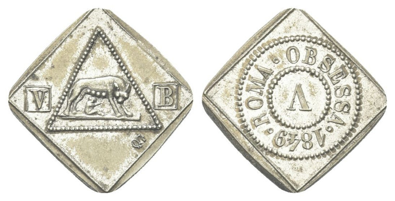 ROMA
Seconda Repubblica Romana, 1848-1849.
Assedio francese. 5 Baiocchi 1849....