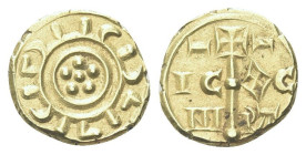SICILIA
Federico II di Svevia 1197-1250, imperatore dal 1220. 
Tarì.
Dr. Globetto centrale, attorno, 5 globetti periferici e entro doppio cerchio l...