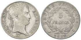 TORINO
Napoleone I Imperatore, 1804-1814 e 1815.
5 Franchi 1813 Torino.
Dr. Testa laureata a d.
Rv. Valore entro corona di lauro. 
Pag. 34; Gig. ...