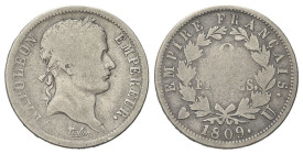 TORINO
Napoleone I Imperatore, 1804-1814 e 1815.
2 Franchi 1809 Torino.
Dr. Testa laureata a d.
Rv. Valore tra rami di lauro.
Pag. 40; Gig. 40.
...