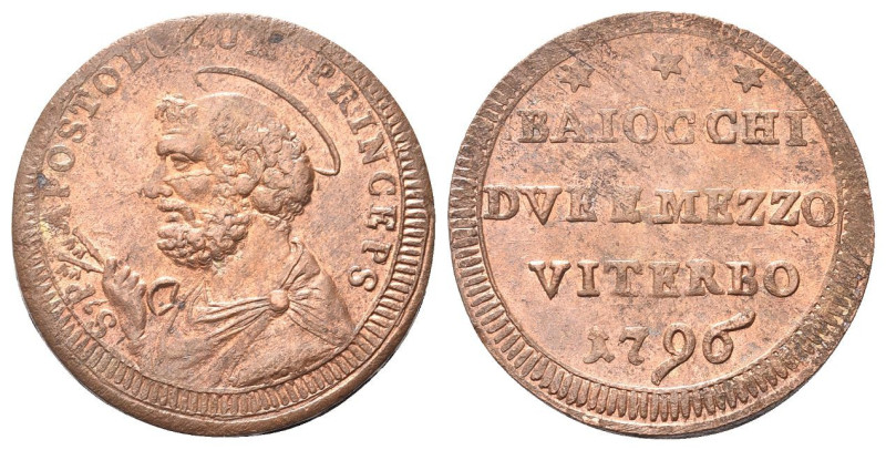 VITERBO
Pio VI (Giannangelo Braschi), 1775-1799.
Sampietrino da 2 e ½ Baiocchi...