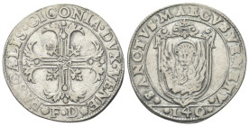 VENEZIA
Pasquale Cicogna Doge LXXXVIII, 1585-1595.
Scudo della croce da 140 Soldi, sigle F D .
Dr. PASCALIS CICONIA DVX VENE. Croce fogliata, con r...