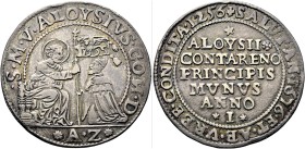VENEZIA
Alvise Contarini Doge CVI, 1676-1684.
Osella anno I, 1676.
Dr. S M V ALOYSIVS CON D. S. Marco seduto in trono, porge con la d. il vessillo ...