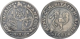 VENEZIA
Marc’antonio Giustinian Doge CVII, 1684-1688.
Murano. Osella 1685.
Dr. M ANTONIVS IVSTINIANVS. Stemma del Doge nel campo in alto; sotto, ai...