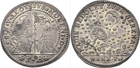 VENEZIA
Alvise II Mocenigo Doge CX, 1700-1709.
Osella anno V, 1704.
Dr. S M V ALOYSIVS MOCENI D. San Marco in trono, porge con la d. il vessillo so...