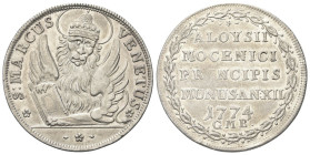VENEZIA
Alvise IV Mocenigo Doge CXVIII, 1763-1778.
Osella anno XII, 1774.
Dr. S MARCUS - VENETUS. Leone di San Marco, alato e nimbato, regge Vangel...
