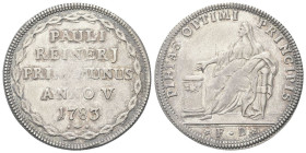 VENEZIA
Paolo Renier Doge CXIX, 1779-1789.
Osella anno V, 1783.
Dr. PIETAS OPTIMI PRINCIPIS (La Pietà dell’ottimo principe). La Pietà velata, sedut...