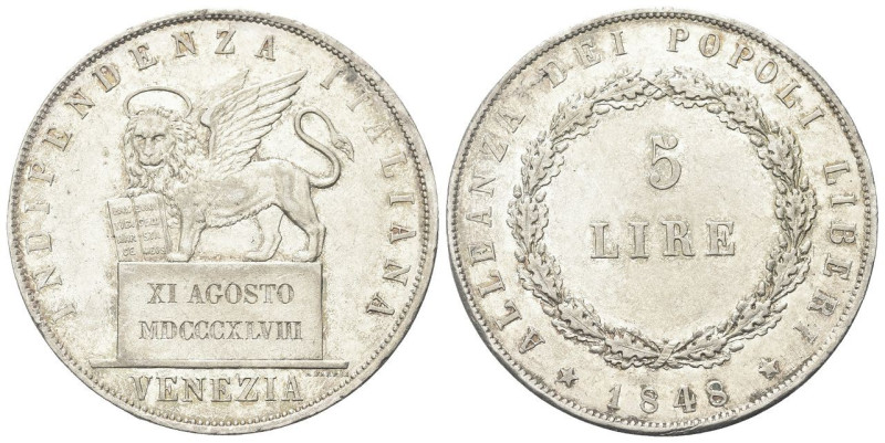 VENEZIA
Governo Provvisorio di Venezia, 1848-1849.
5 Lire 1848, II Tipo 11 Ago...