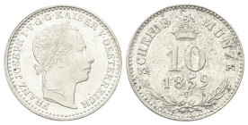 VENEZIA
Francesco Giuseppe I d’Asburgo Lorena, 1848-1866.
10 Kreuzer 1859.
Dr. Testa laureata a d.
Rv. Corona; sotto, valore e data su un ramo di ...