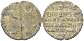 VENEZIA
Pietro Gradenigo Doge XLIX, 1289-1311. 
Bolla plumbea.
Dr. PE GRADINICO[...]. Il doge stante, di tre quarti, tiene con la mano d. il vessil...