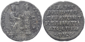 VENEZIA
Francesco Dandolo Doge LII, 1329-1339.
Bolla plumbea.
Dr. FRA DANDVLO DVX - S C MARCVS. Il doge stante, di tre quarti, tiene con la mano d....