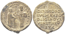 VENEZIA
Cristoforo Moro Doge LXVII, 1462-1471. 
Bolla plumbea.
Dr. CHRISTOFORVS•MAVRO• (lungo l’asta a s.) DVX - •S•MARCVS•. Il doge stante verso s...