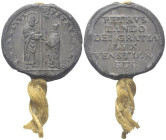 VENEZIA
Pietro Lando Doge LXXVIII, 1539-1545. 
Bolla plumbea con cordone.
Dr. S•M•VENETVS• - PETRVS•LANDO / DVX. San Marco, stante verso s., tiene ...
