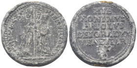 VENEZIA
Gerolamo Priuli Doge LXXXIII, 1559-1567.
Bolla plumbea.
Dr. S M VENETI (lungo l’asta) DVX - HIER PRIOLVS. San Marco, stante verso s., tiene...
