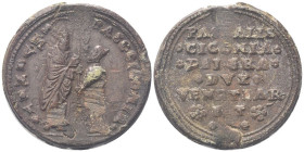 VENEZIA
Pasquale Cicogna Doge LXXXVIII, 1585-1595.
Bolla plumbea.
Dr. S•M•VENET• (lungo l’asta) DVX - PASC•CICONIA•. San Marco, stante verso s., ti...