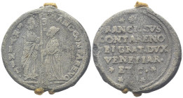 VENEZIA
Francesco Contarini Doge XCV, 1623-1624.
Bolla plumbea.
Dr. S•M•VENET (lungo l’asta) DVX - FRANC•CONTARENO. San Marco, stante verso s., tie...