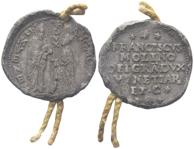 VENEZIA
Francesco Molin Doge XCIX, 1646-1655.
Bolla plumbea con cordone.
Dr. ...