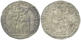 VENEZIA
Carlo Ruzzini Doge CXIII, 1732-1735.
Lamina uniface (solo dr.) di bolla in argento.
Dr. S•M•VENET*(lungo l’asta) DVX*- CAROLVS*RVZINI•. San...