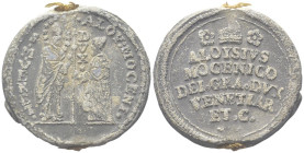 VENEZIA
Alvise IV Mocenigo Doge CXVIII, 1763-1778. 
Bolla plumbea.
Dr. S•M•VENET• (lungo l’asta) DVX - ALOY:MOCENI•. San Marco, stante verso s., ti...