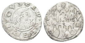 BERGAMO
Comune, a nome di Federico II, XII-XIV secolo.
Denaro planeto.
Dr. IMPR FREDERICVS. Busto laureato a d.; davanti, simbolo.
Rv. P G A - M V...