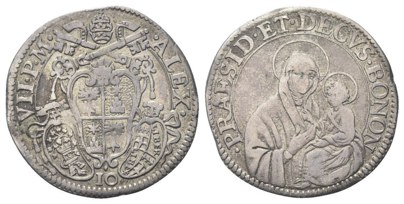 BOLOGNA
Alessandro VII (Fabio Chigi), 1655-1667.
Mezza Lira.
Dr. ALEX - VII P...