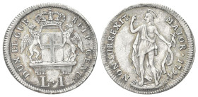 GENOVA
Dogi Biennali, 1528-1797. III Fase, 1637-1797.
Lira 1794.
Dr. REIP GEN - DUX ET GUB. Stemma coronato tra due grifi.
Rv. NON SURREXIT - MAJO...