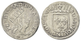 LIVORNO
Ferdinando II de’ Medici, 1621-1670.
Luigino 1663.
Dr. FERDINAND II MAG D ETR. Testa a d. coronata con lunga capigliatura. 
Rv. SOLI DEO V...