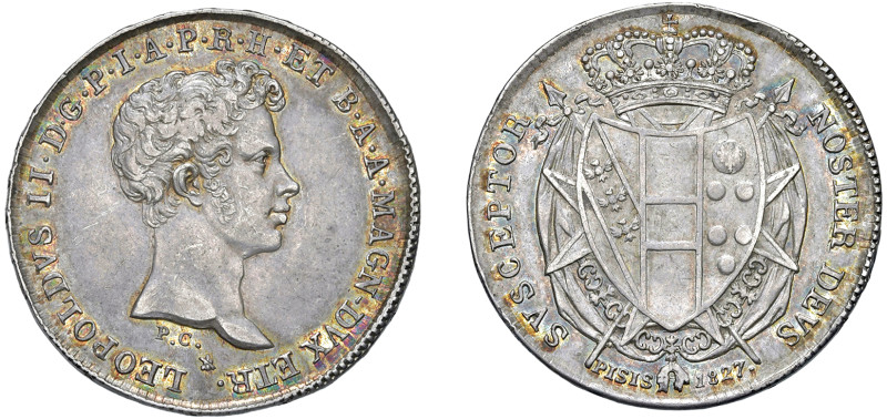 FIRENZE - LEOPOLDO II (1824-1859) - 1/2 francescone 1827
Argento
Gigante 26
P...